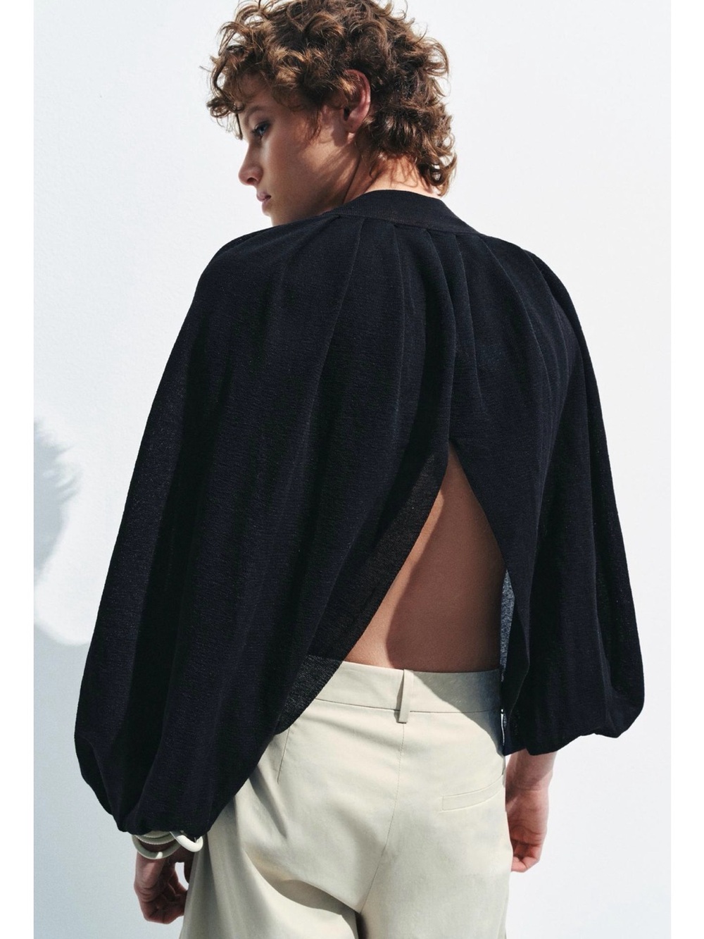 ZARA Haute Couture Fashion Statement. Black High-Neck Fine Knit Cape Top🔥🔥🔥 - Picture 3 of 10